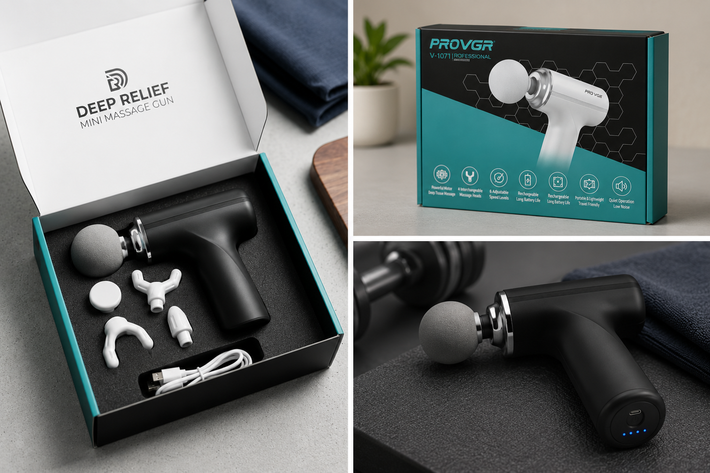 Mini Deep Tissue Massage Gun | Portable USB Rechargeable Muscle Massager