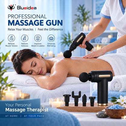 Blueidea BLD-720 Massage Gun | Portable Percussion Muscle Massager with 4 Massage Heads & USB Rechargeable Design (Big Box)