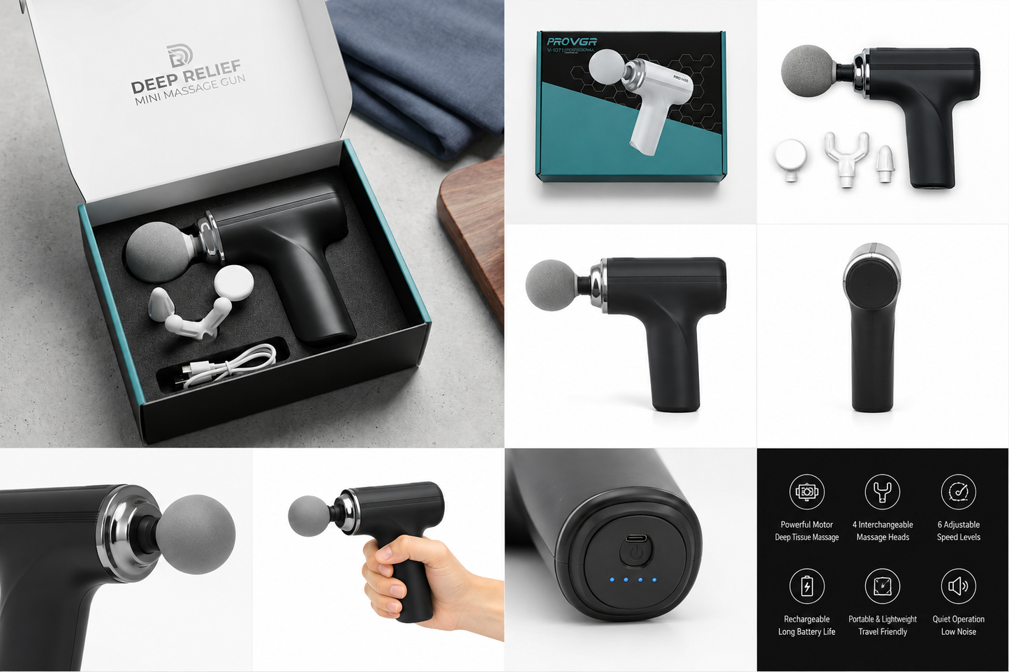 Mini Deep Tissue Massage Gun | Portable USB Rechargeable Muscle Massager