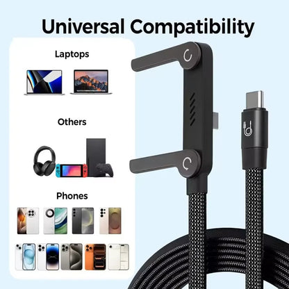 240W Type-C Charging Cable with Folding Phone Stand