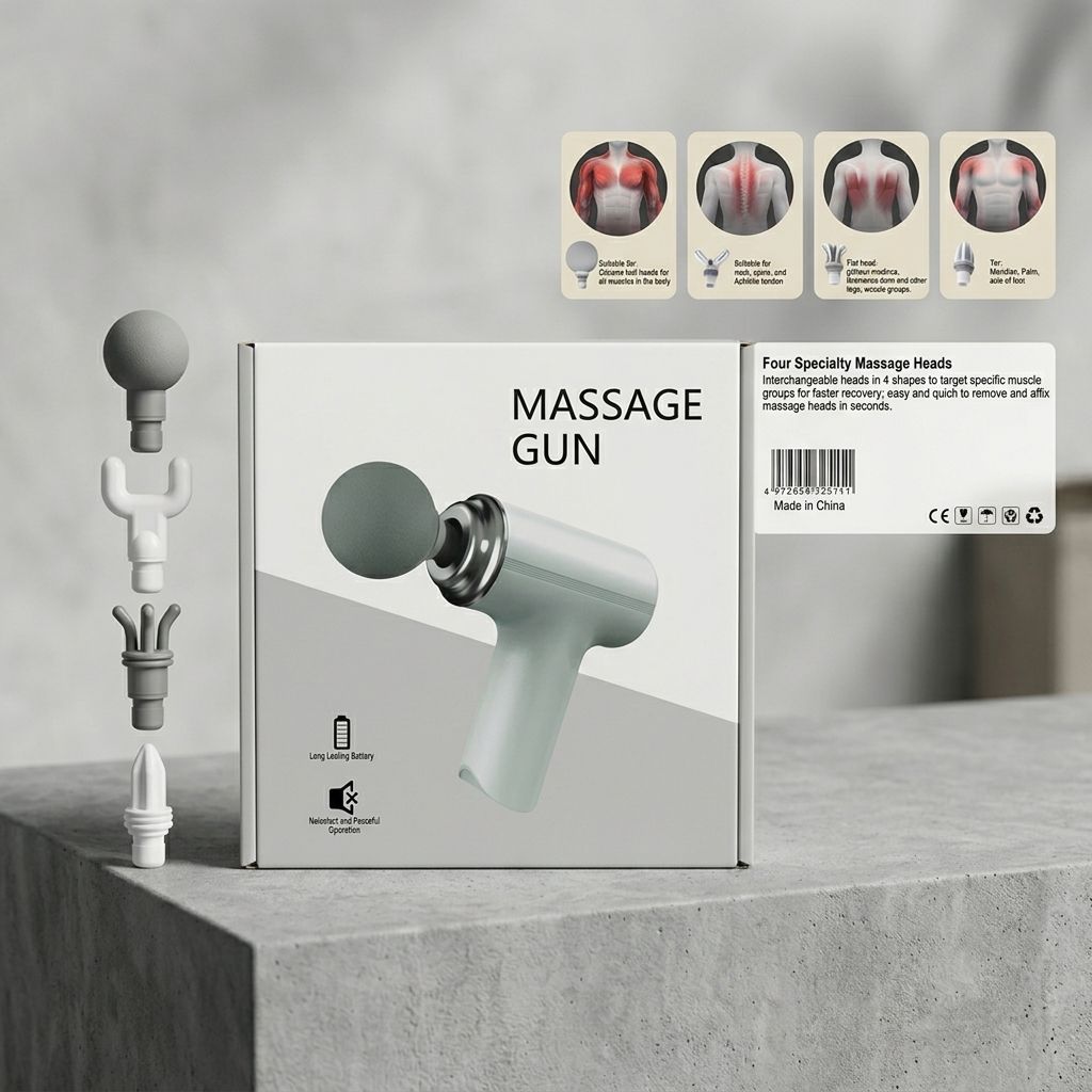 Portable Electric Massage Gun – 4 Interchangeable Massage Heads