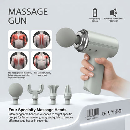 Portable Electric Massage Gun – 4 Interchangeable Massage Heads