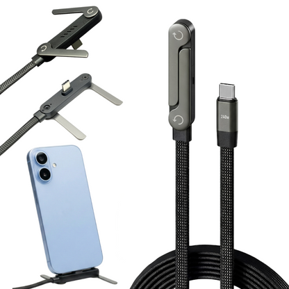 240W USB-C to USB-C Fast Charging Cable with 360° Aluminum Stand