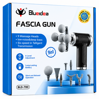 Fascia Massage Gun – Deep Tissue Percussion Massager with 9 Massage Heads