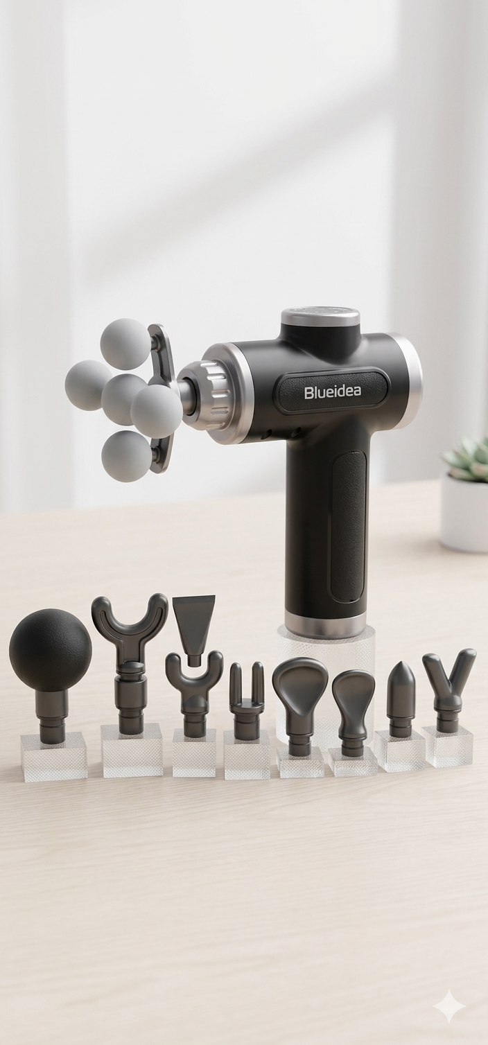Blueidea BLD-780 Fascia Gun – Imported Quality Massage Gun (Rechargeable, 9 Heads)
